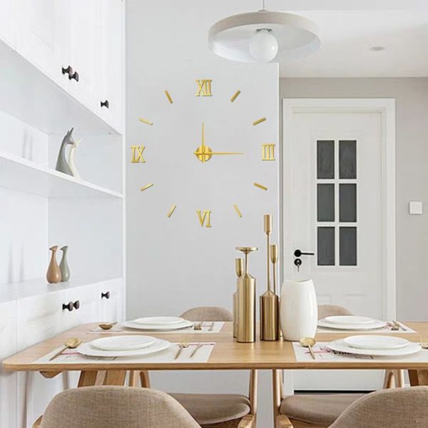 DIY Wall Clocks 3D Mirror Stickers Large Wall Clock -Black - Image 4