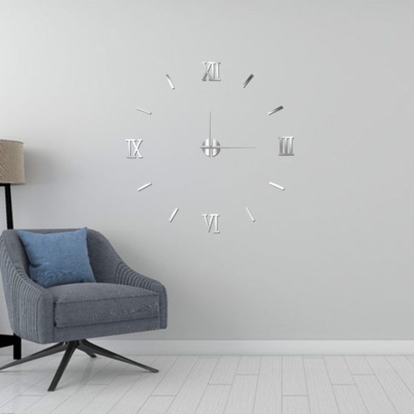 DIY Wall Clocks 3D Mirror Stickers Large Wall Clock -Black - Image 3