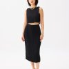 Pleated Column Midi Skirt